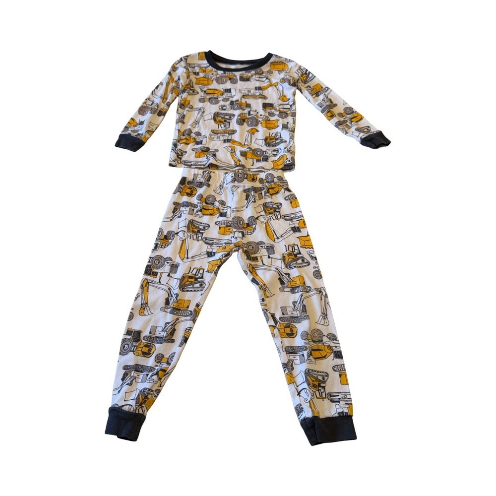 Carters Toddler Boys 2T Construction Vehicle Pajama Set Long Sleeve Cotton PJs